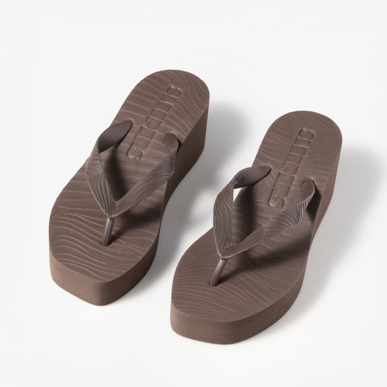 Sleepers Tapered High Platform Flip Flops Brown