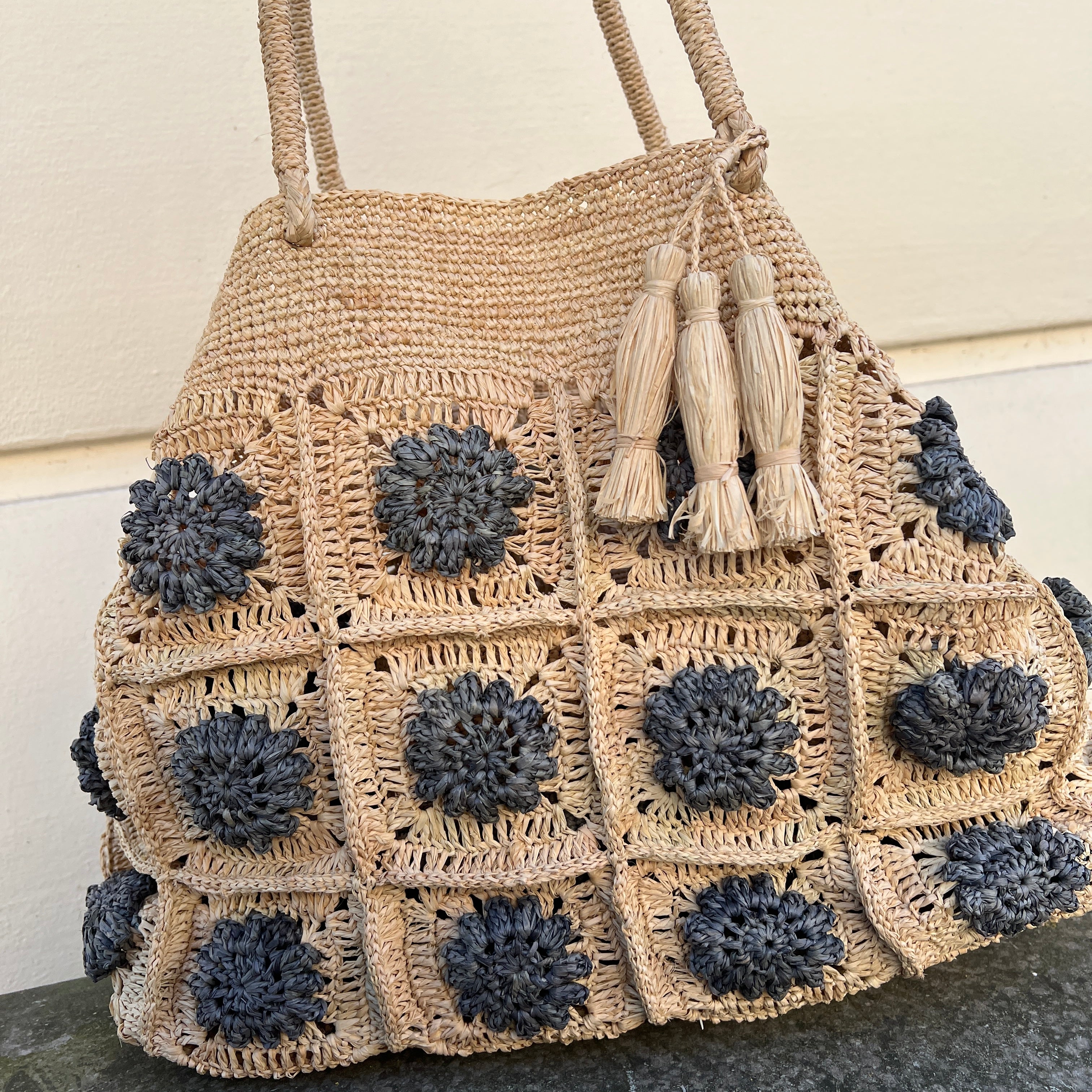 Rabarany Malette Karo Taske Naturel Gris