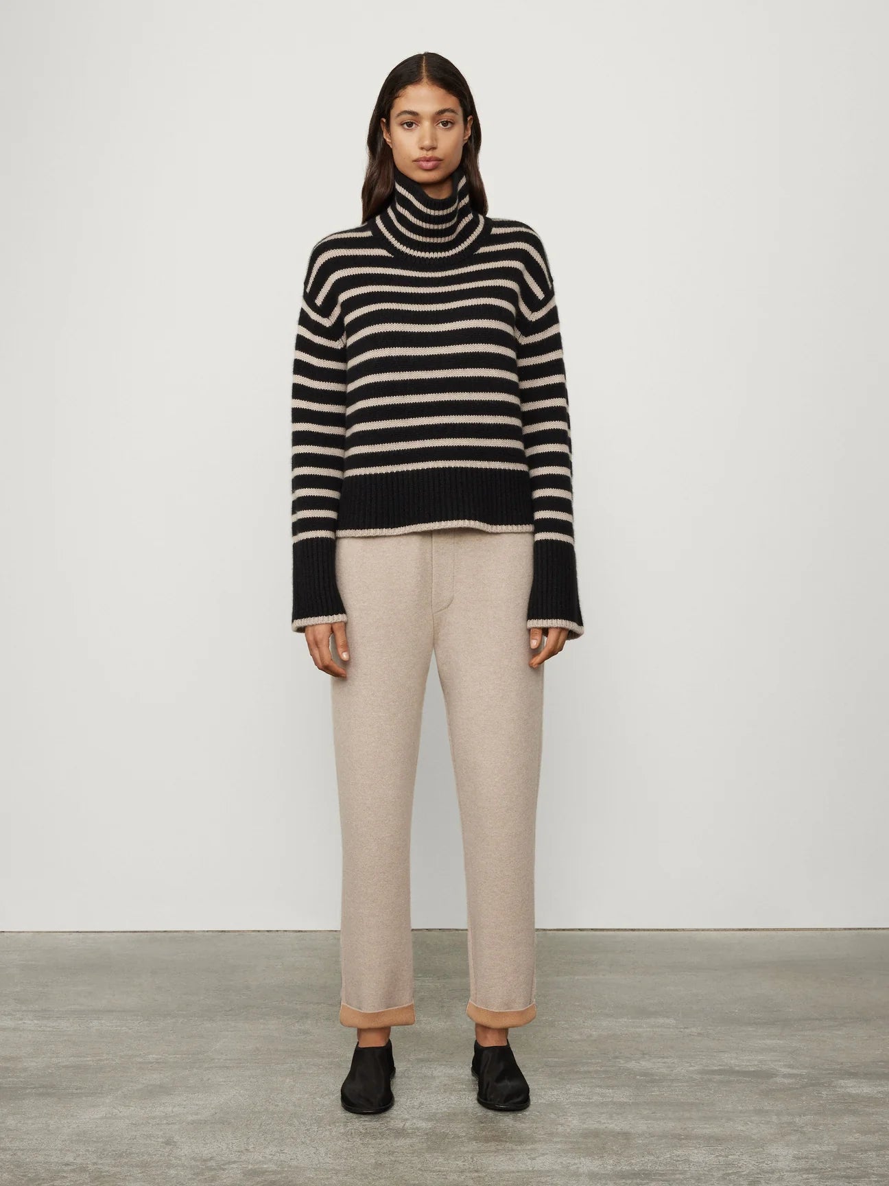Lisa Yang Fleur Sweater Black/Sand Stripes