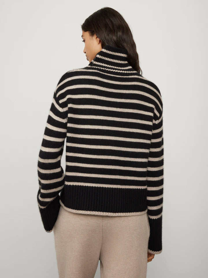 Lisa Yang Fleur Sweater Black/Sand Stripes