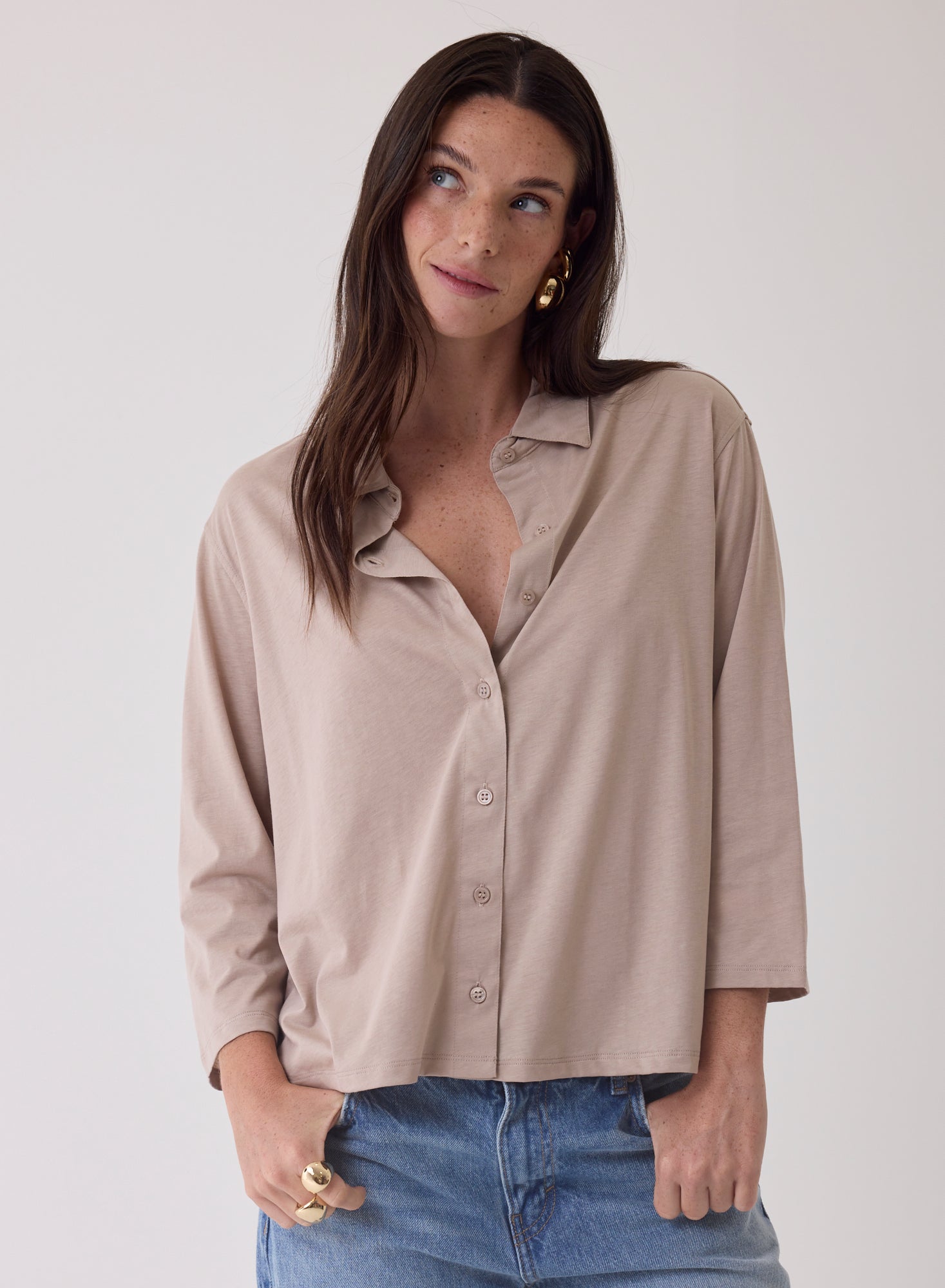 Majestic Filatures Bomuld/Silke Skjorte Désert