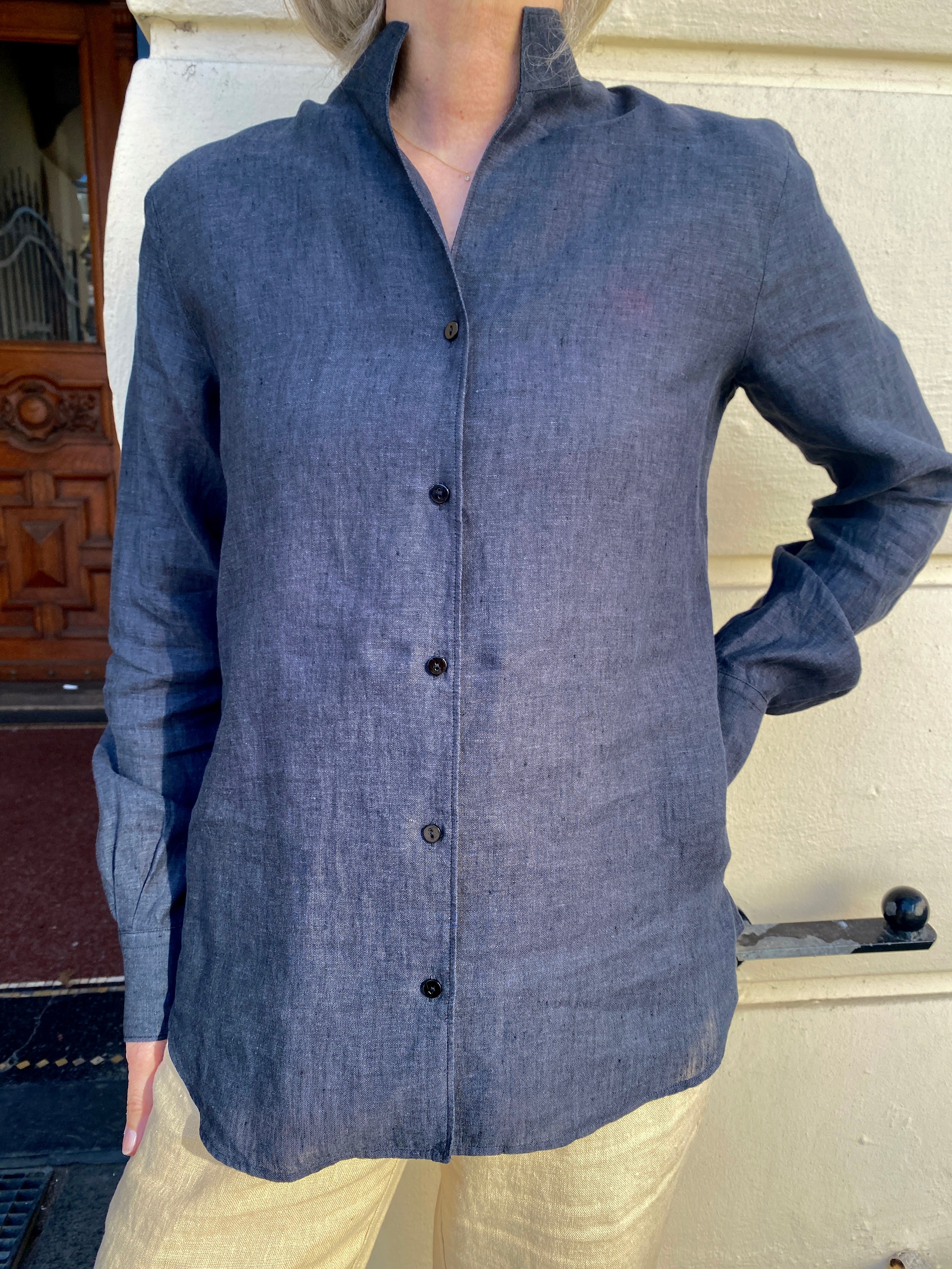 Xacus Sasha Hør Skjorte Gråblå