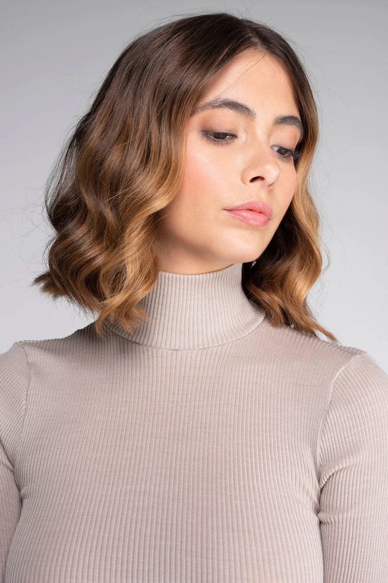 Oscalito Langærmet Bluse m. Mock turtleneck beige