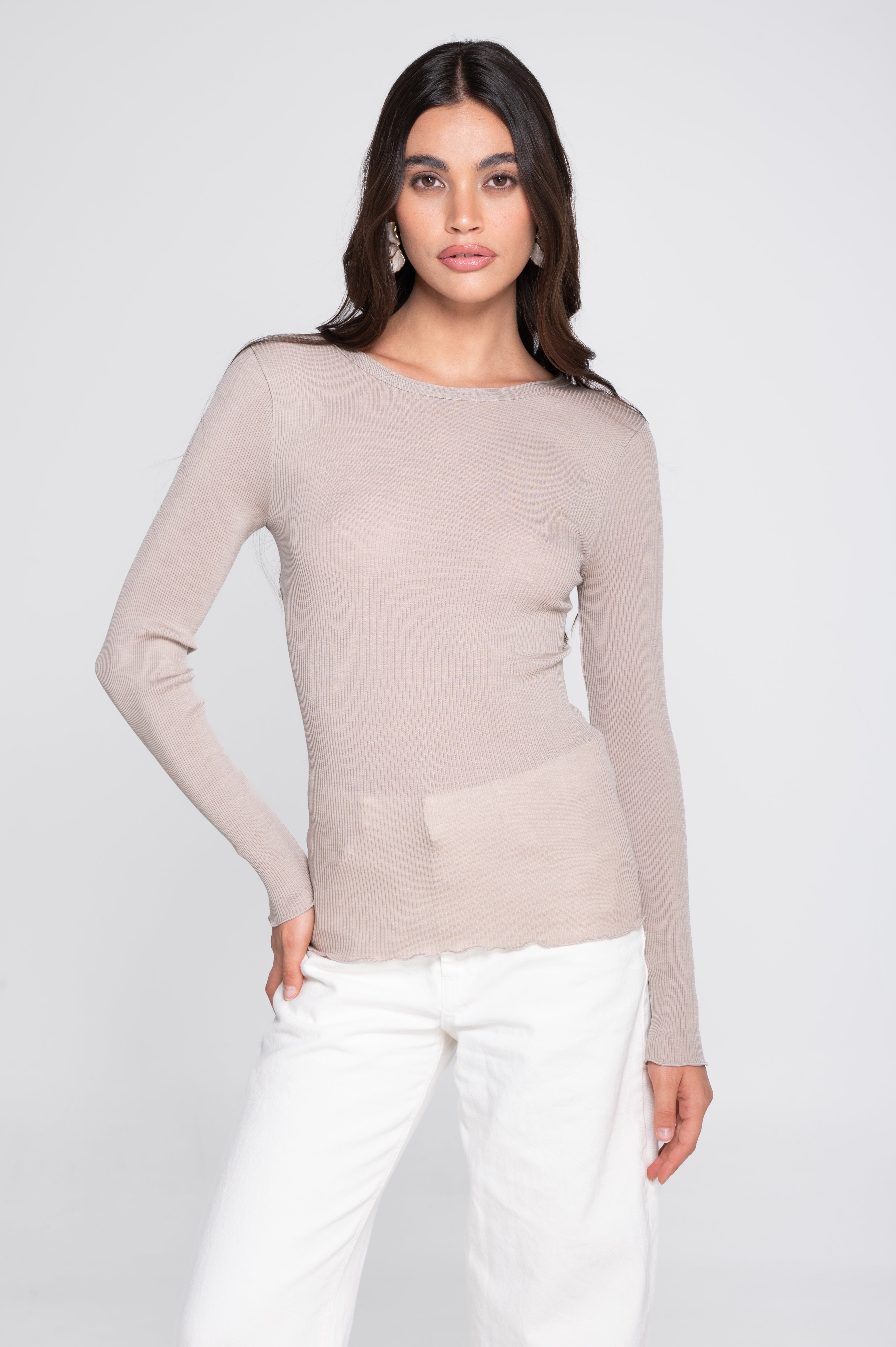 Oscalito Langærmet Bluse Beige