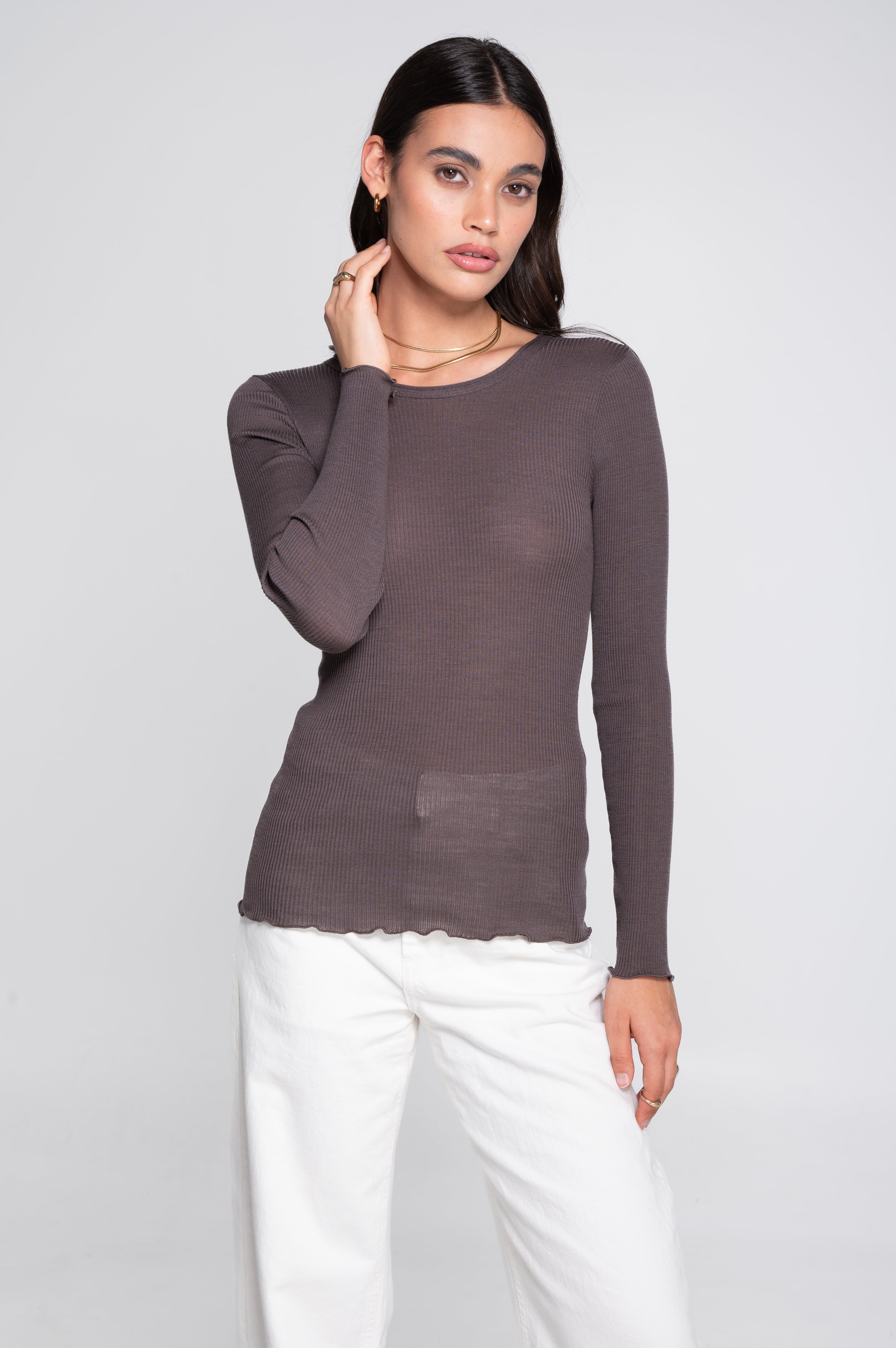 Oscalito Langærmet Bluse Taupe