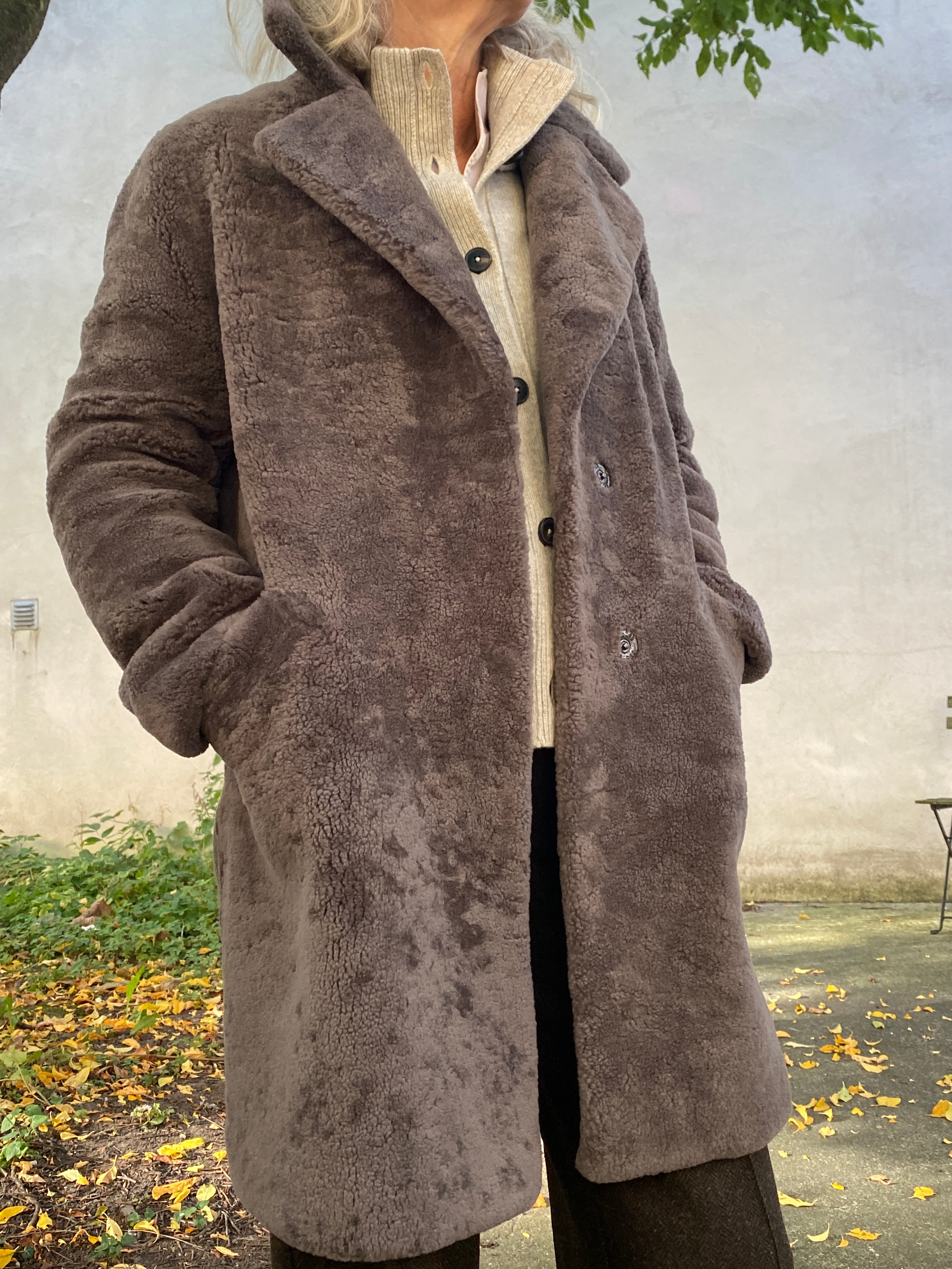 Levinsky April Curly Lamb Coat Taupe