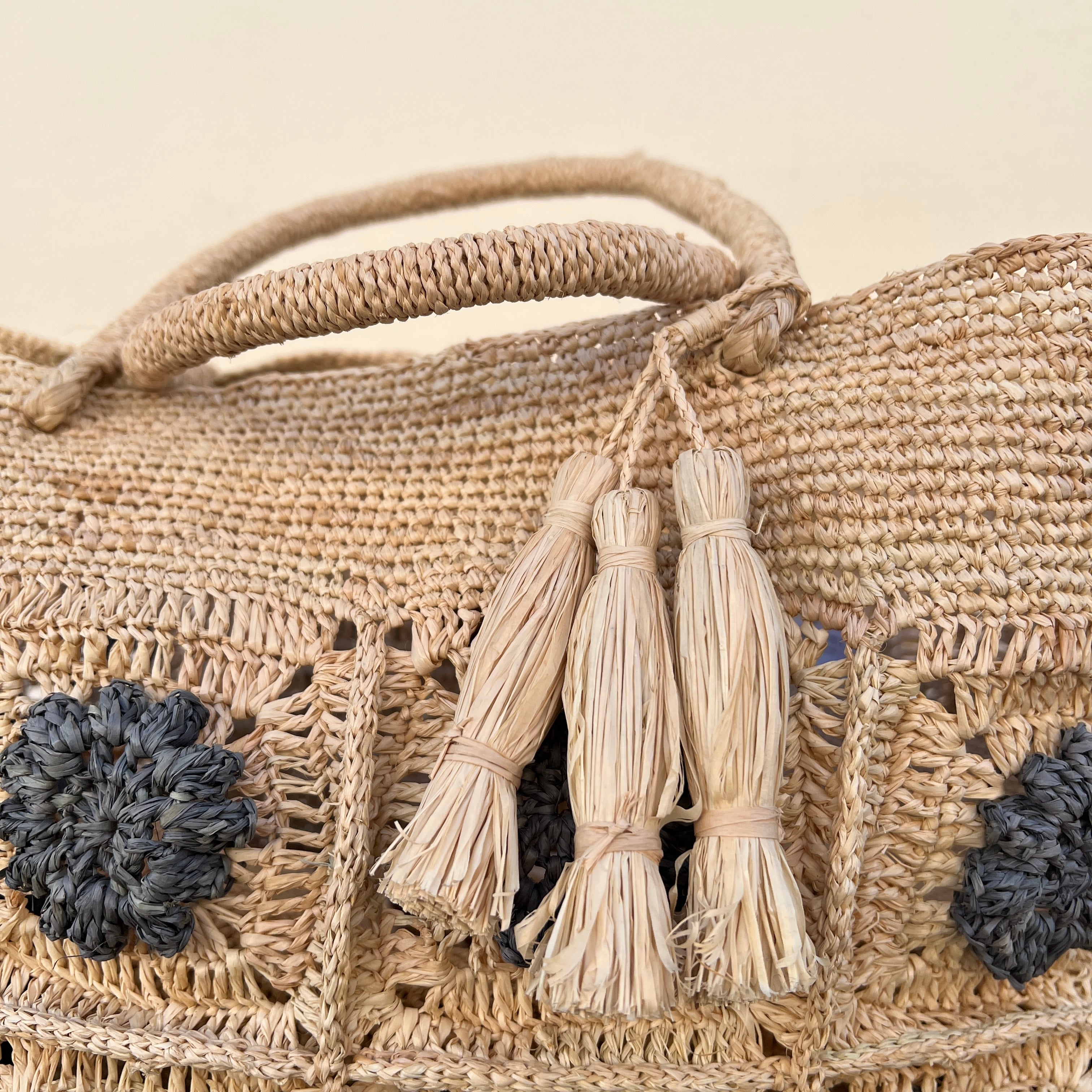 Rabarany Malette Karo Taske Naturel Gris