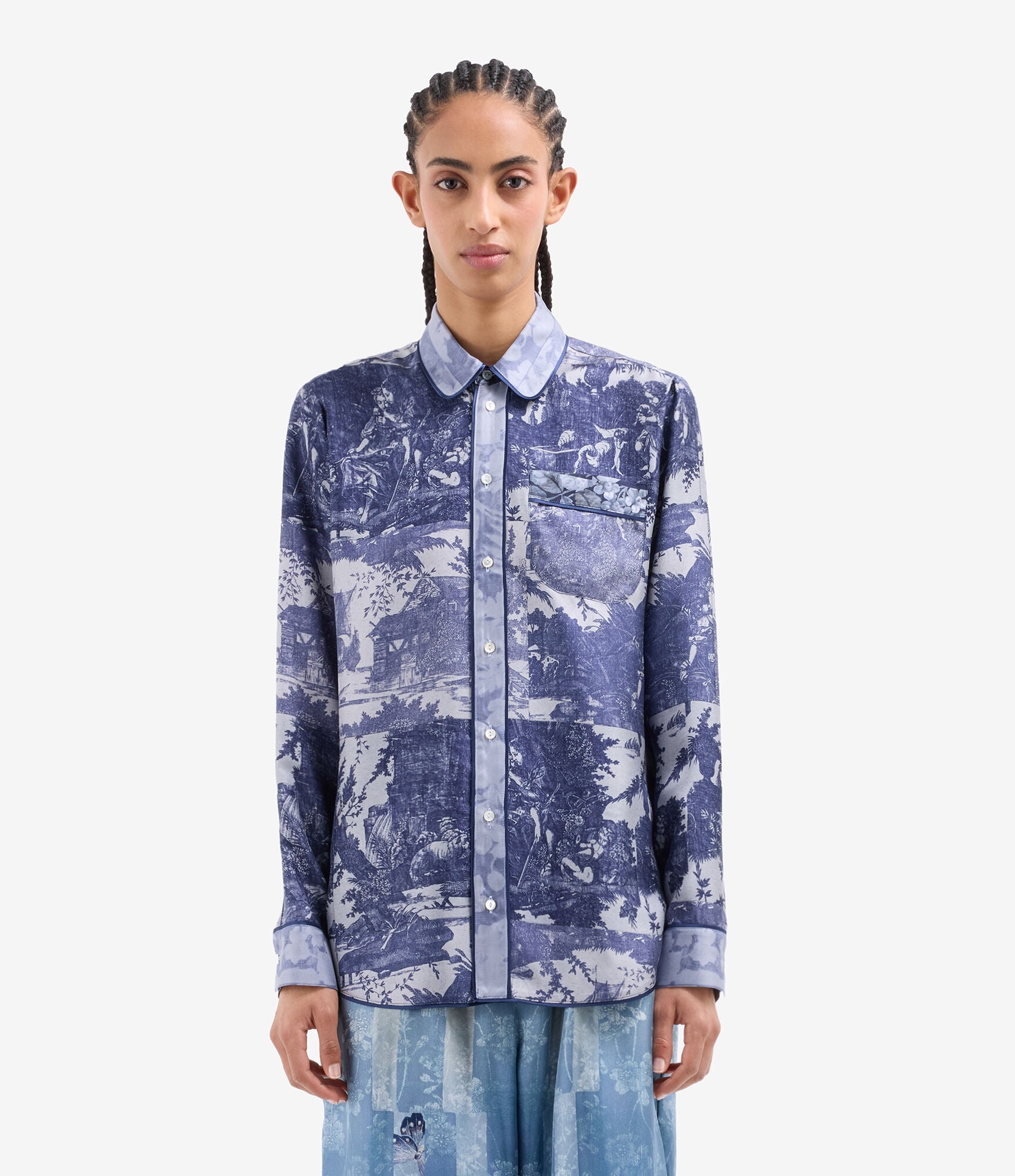 Pierre-Louis Mascia Aloe Silke Skjorte Indaco