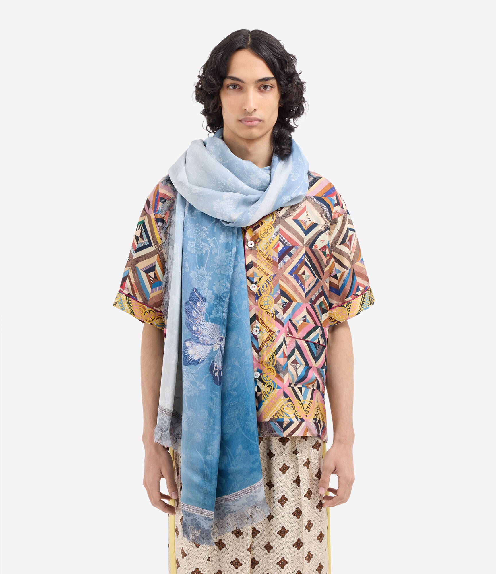 Pierre-Louis Mascia Aloeuw Sjal Silketørklæde Azzurro