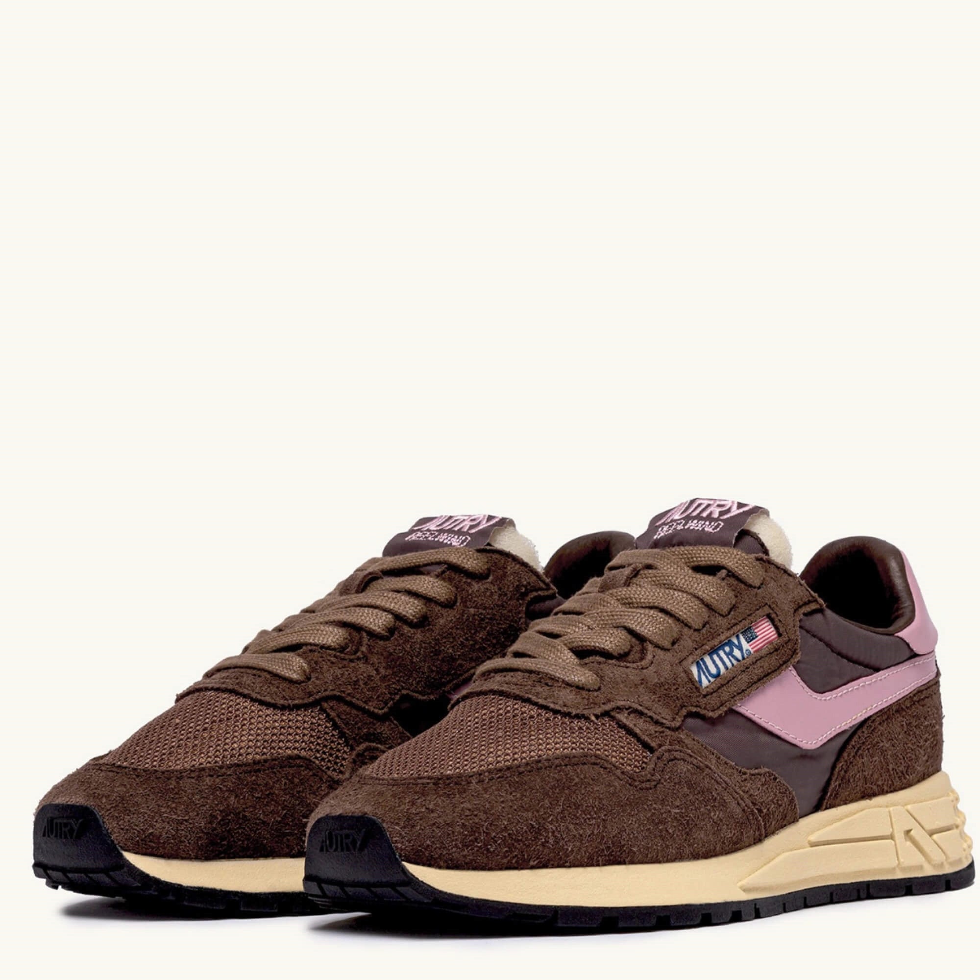 Autry Reelwind Ruskind Sneakers Brun/rosa