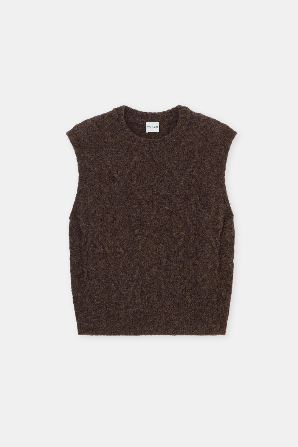 Closed Crew Neck Vest Mørkebrun
