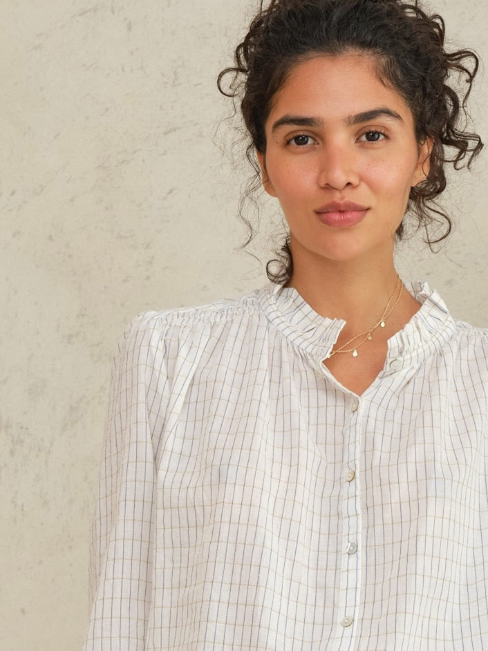 M.A.B.E. Chrissie Top Ecru Check