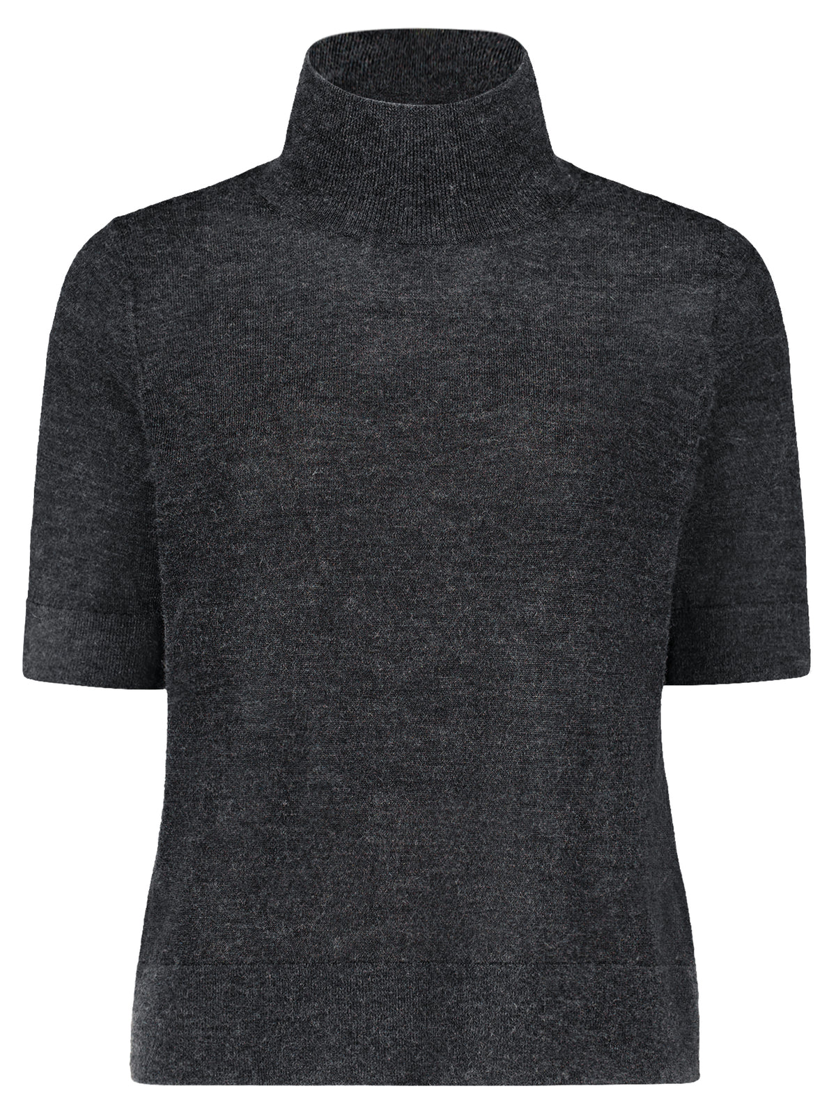 FTC Cashmere Pullover Mockneck Short Sleeve Antracit