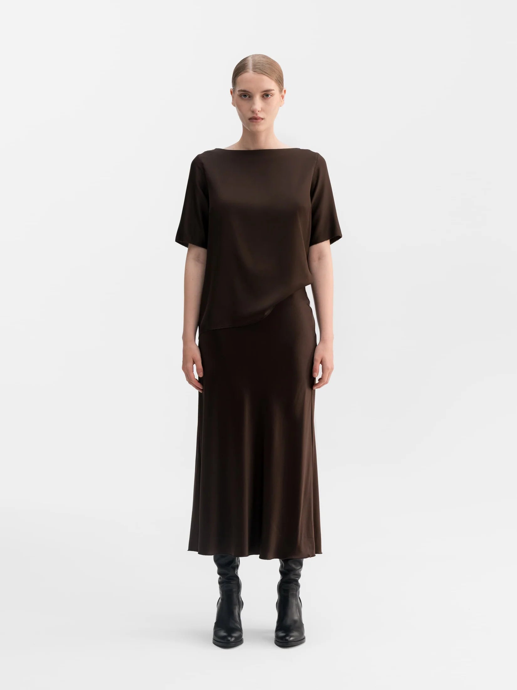 Ahlvar Gallery Hana Satin Nederdel Dark Brown