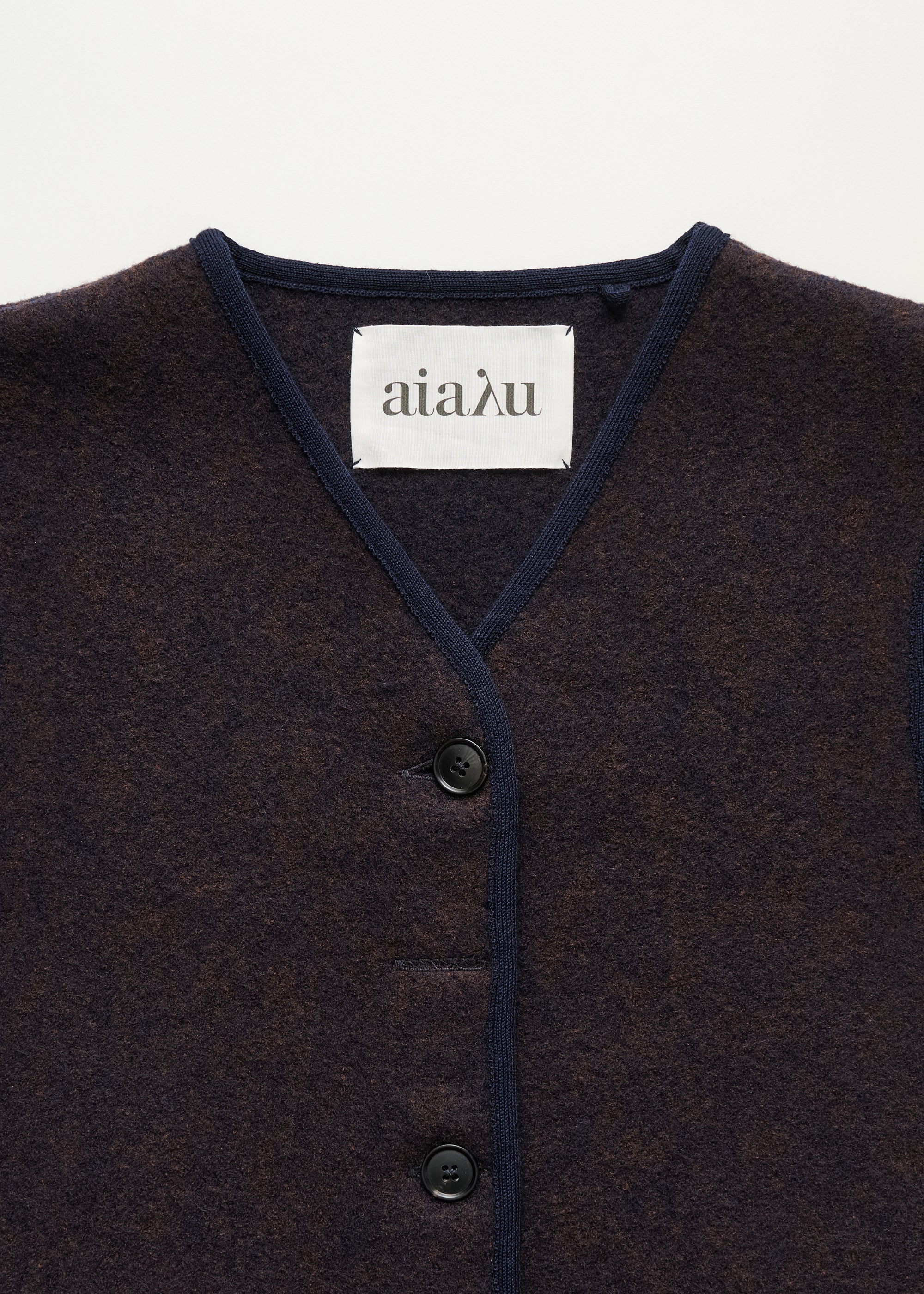 Aiayu Hilda Merinould Vest Navy Melange