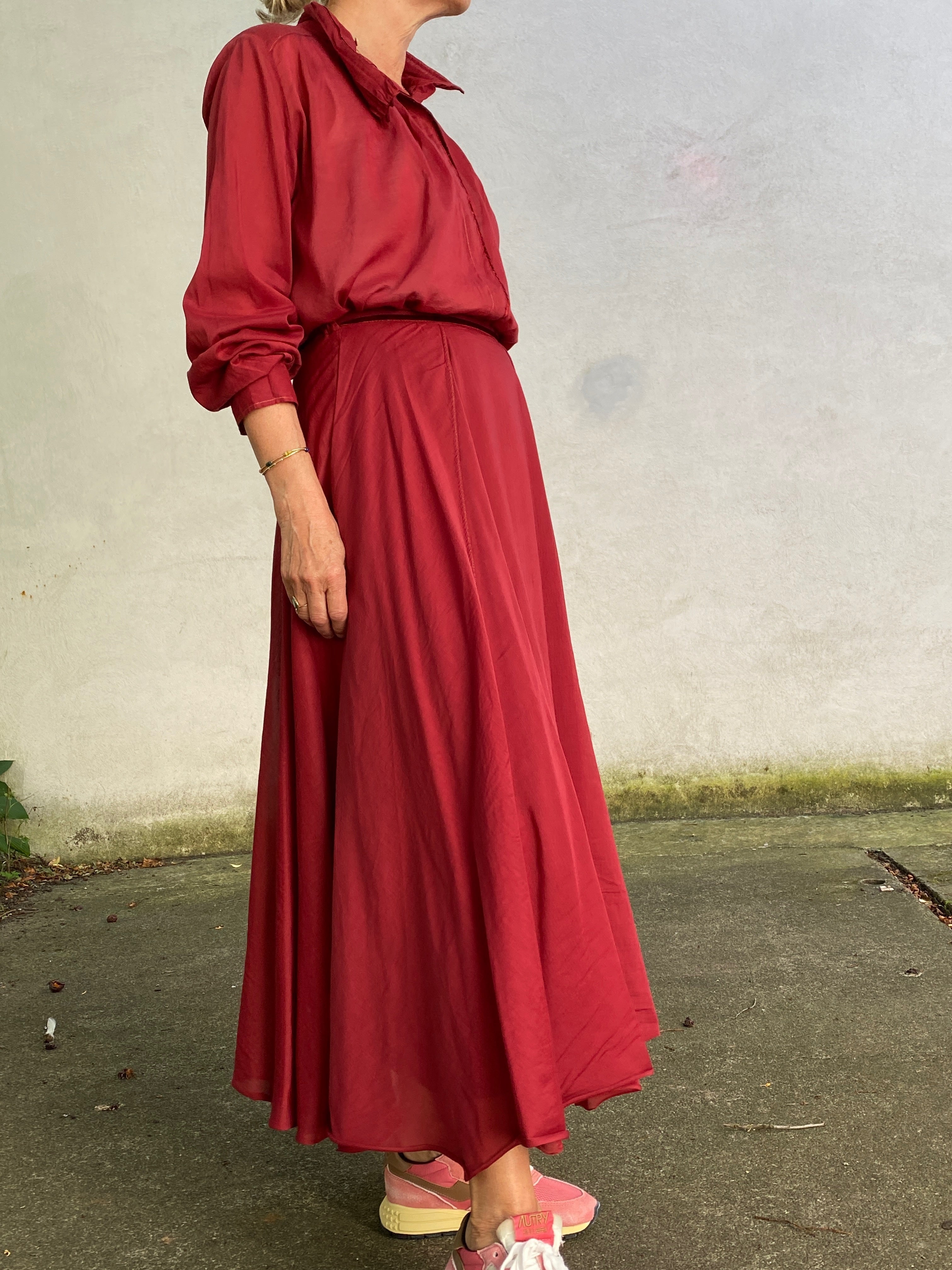 Forte Forte 15104 cotton silk voile shirt pomgranate