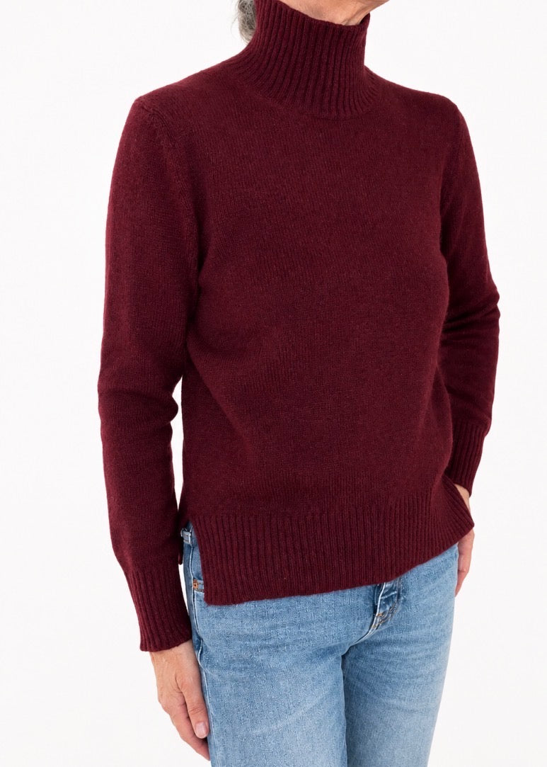 Gran Sasso Mock Turtle Neck Bordeaux