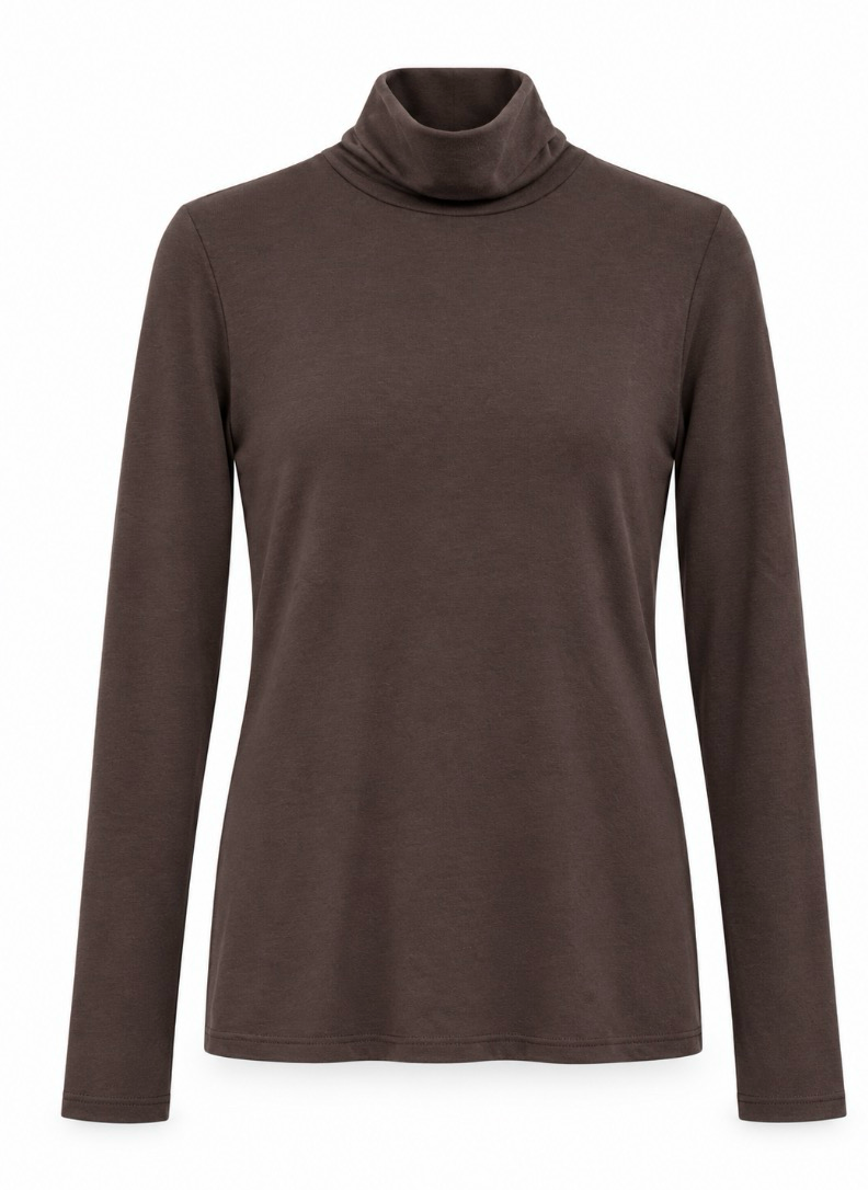 Majestic filatures Turtleneck Med Lange Ærmer Mørkebrun
