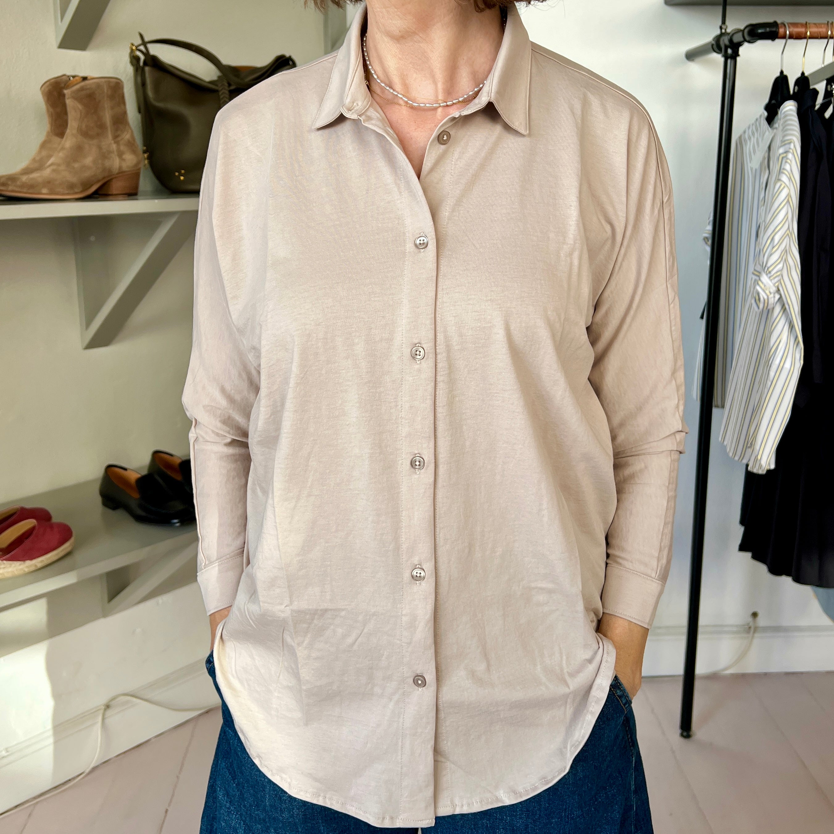 Alrø Norma Jersey Skjorte Sand