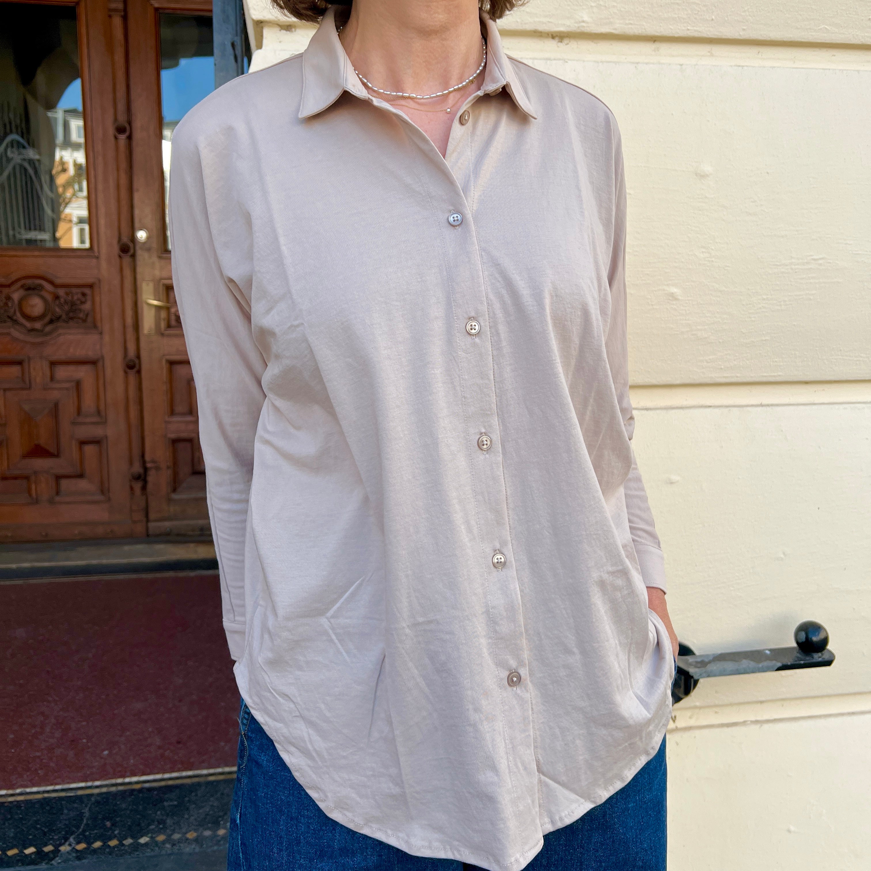 Alrø Norma Jersey Skjorte Sand