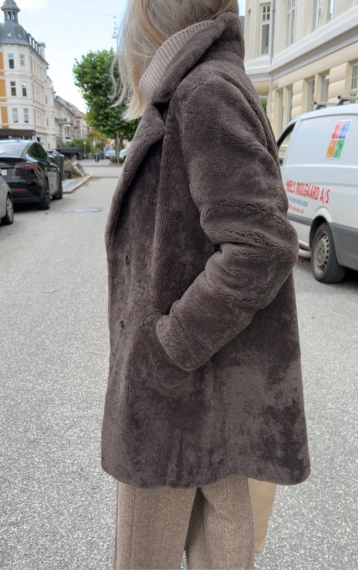 Levinsky April Curly Lamb Coat Taupe