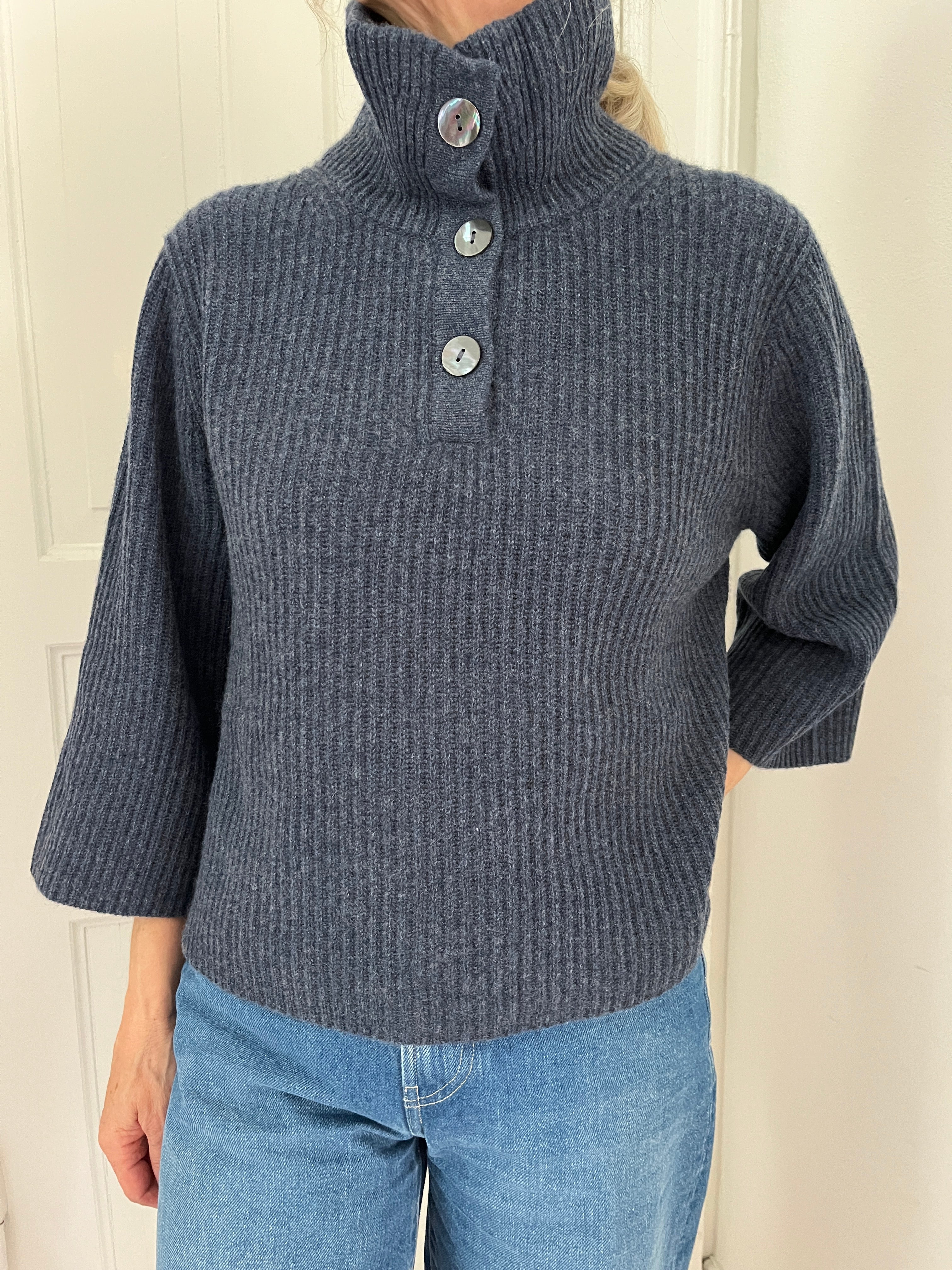 FTC Cashmere Pullover Poncho Blå