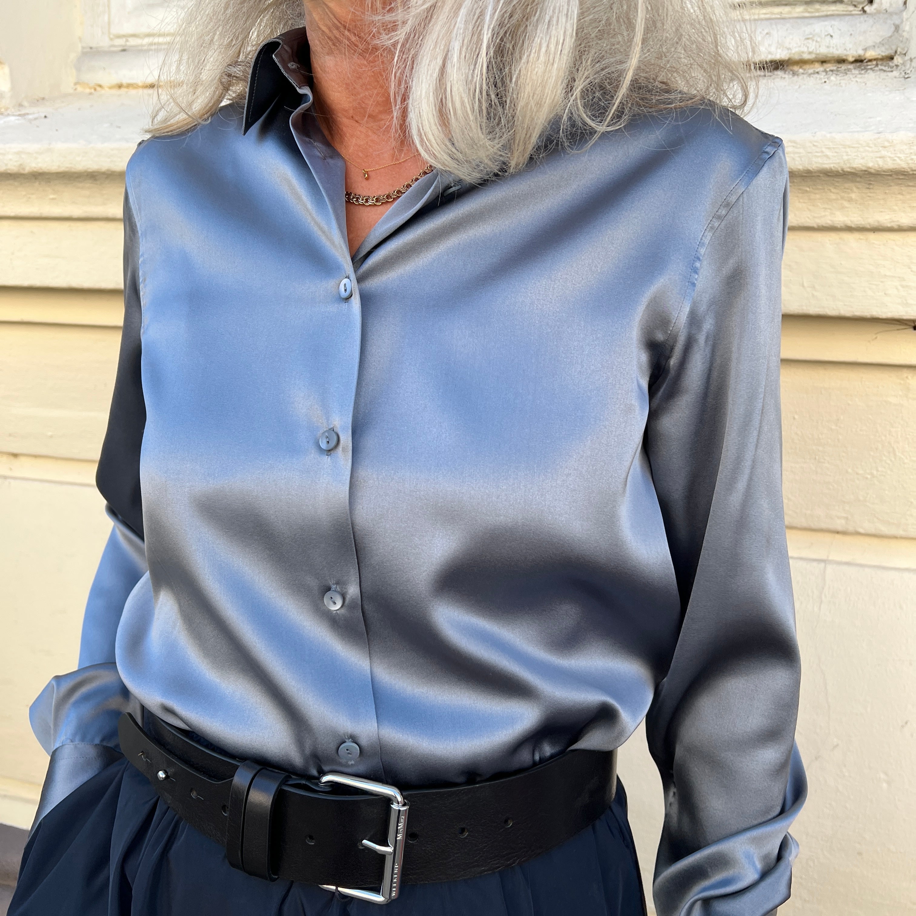 Xacus Marta Silke Skjorte Blå/Grå