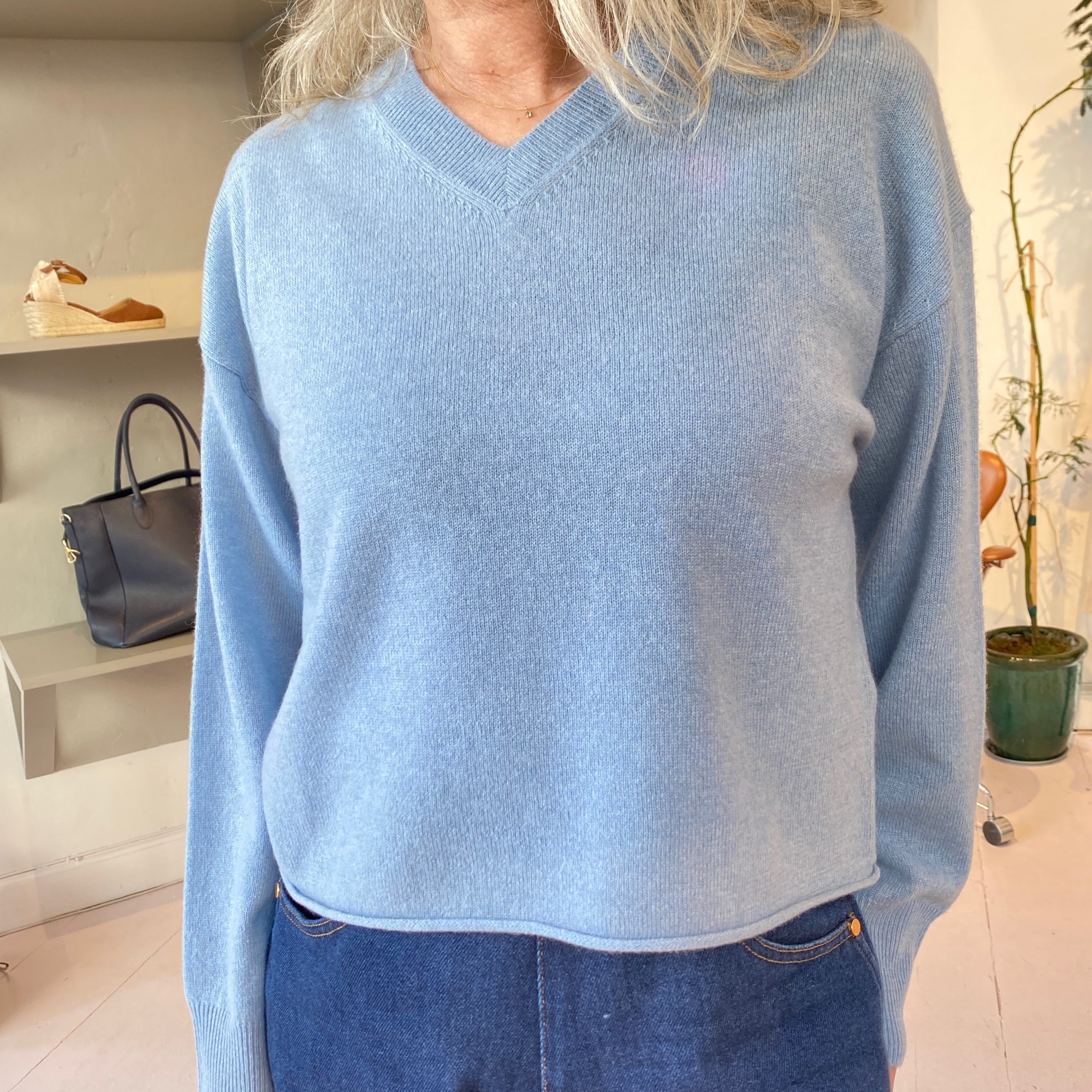 FTC Cashmere V-hals Sweater Stone Washed