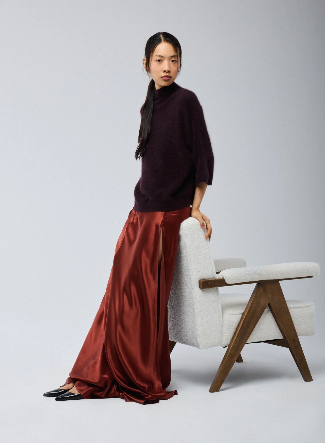 Majestic Filatures Høj Hals Sweater Aubergine