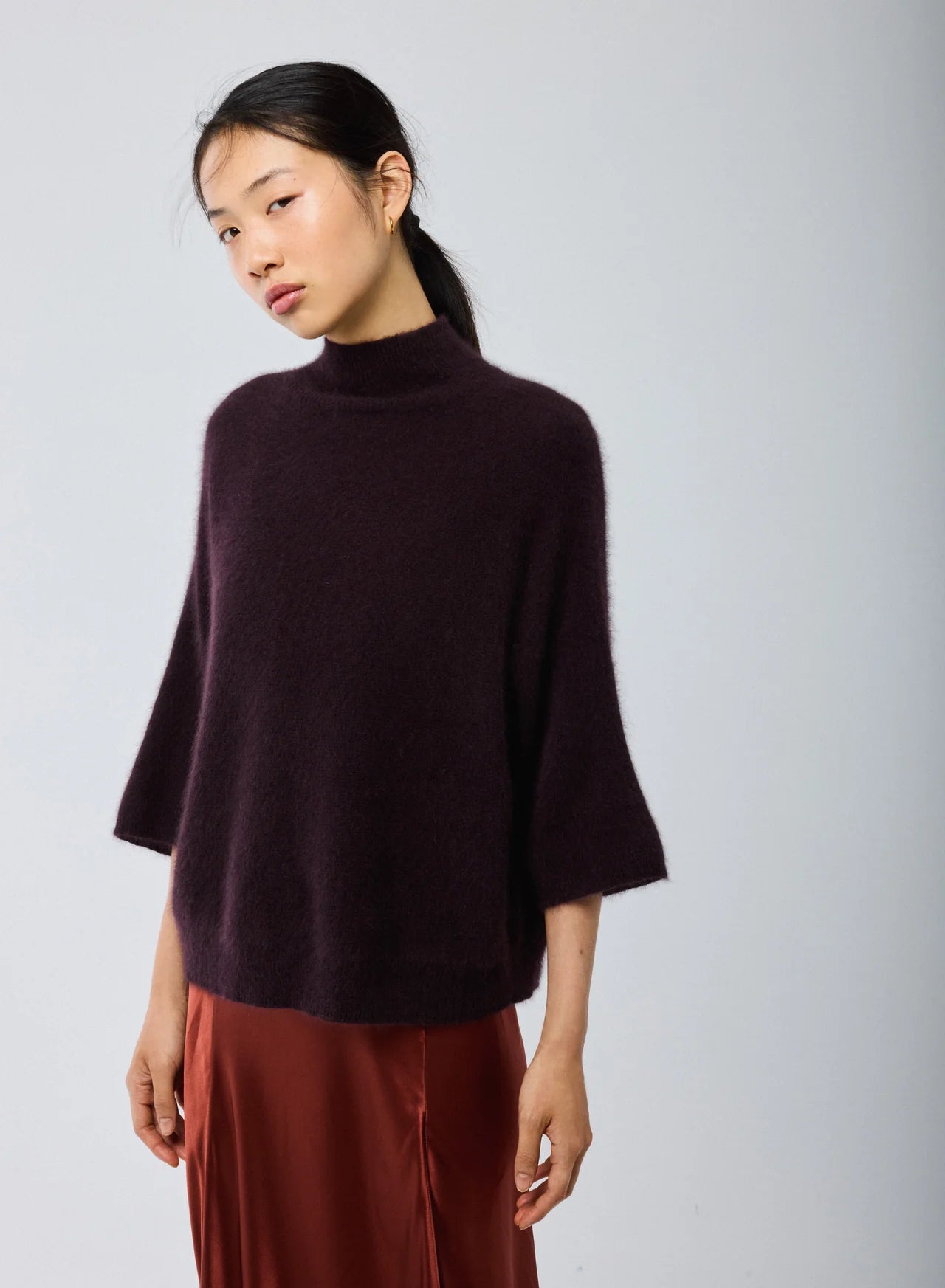 Majestic Filatures Høj Hals Sweater Aubergine