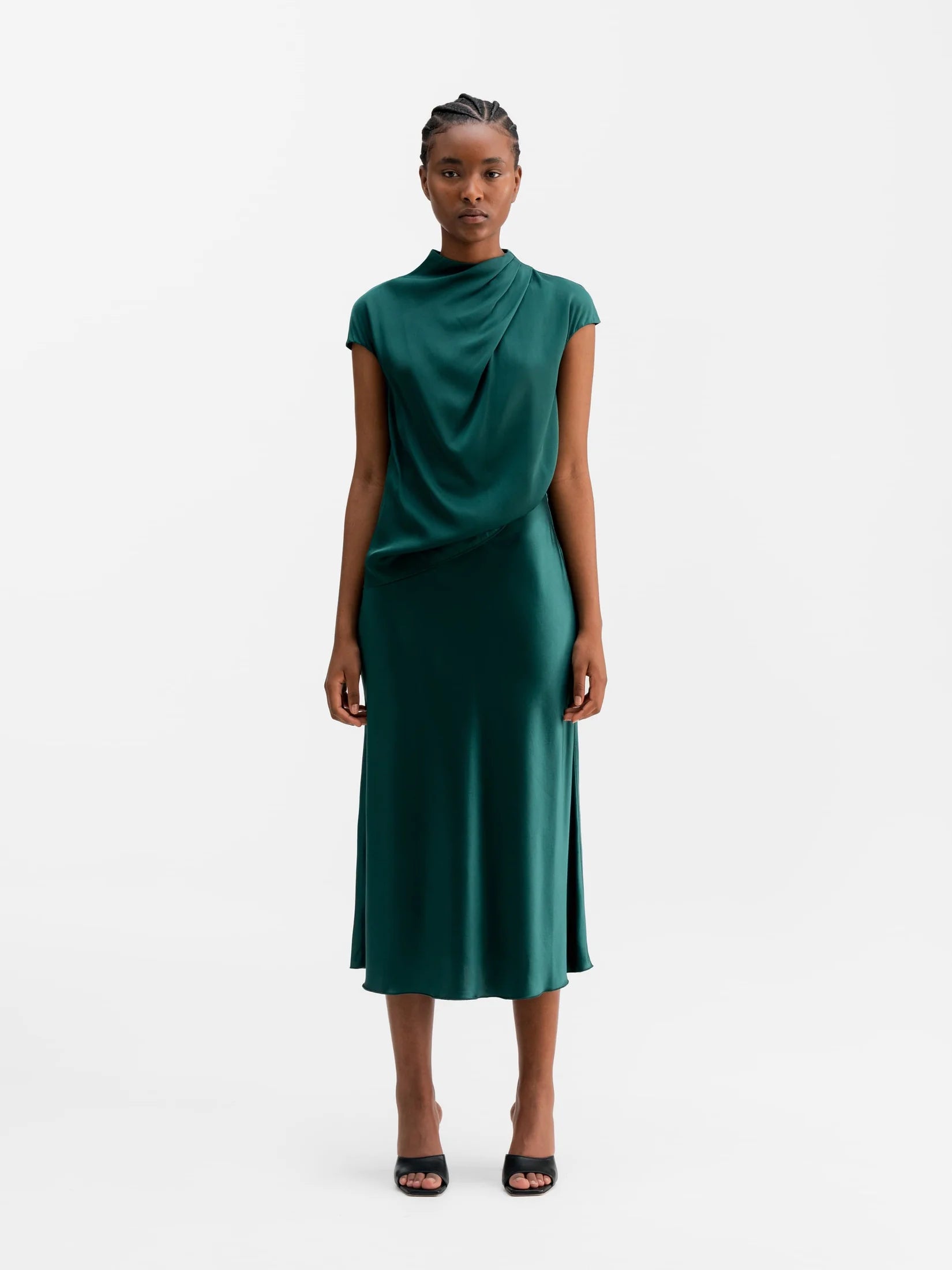 Ahlvar Gallery Lima Silk Top Dark Emerald