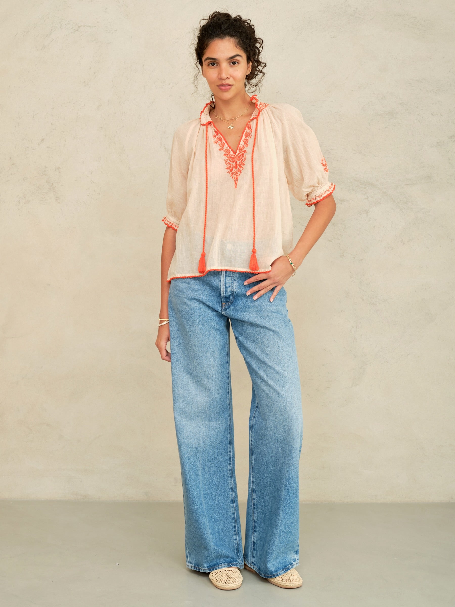 M.A.B.E. Talia Top Beige Orange