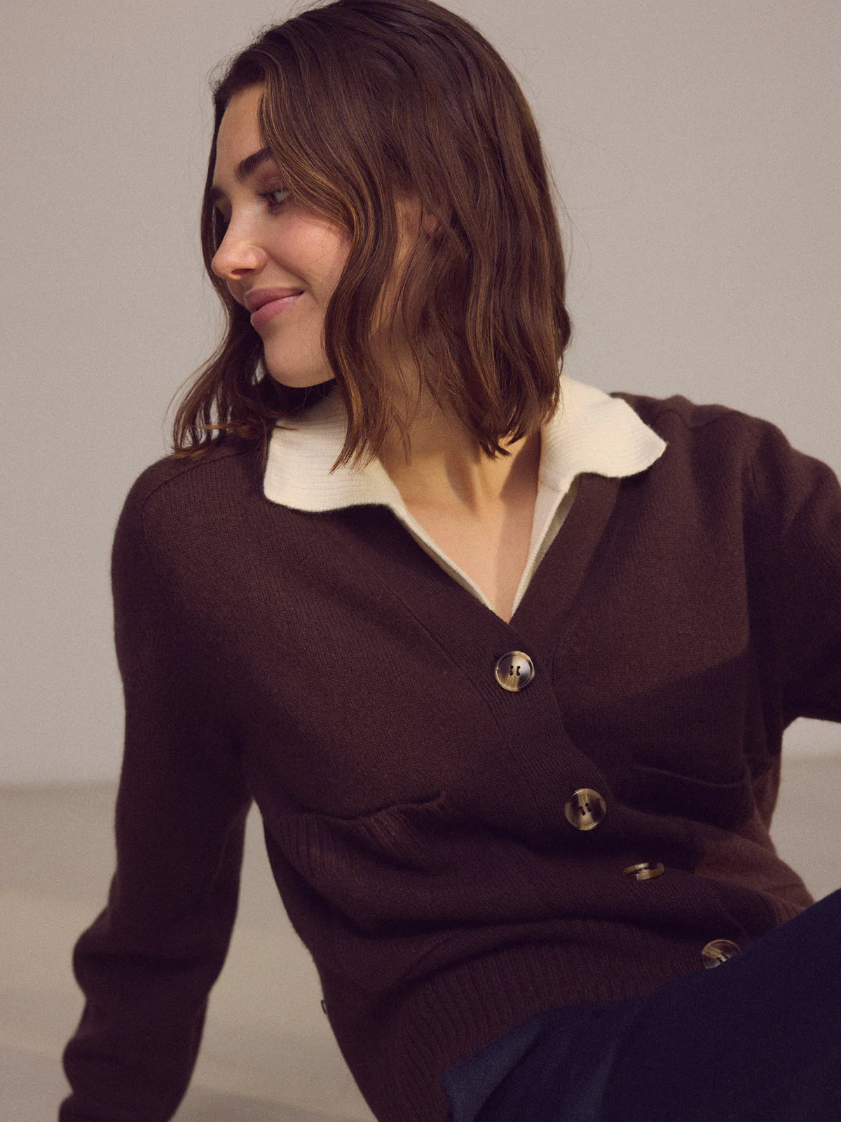WUTH Grandpa Cashmere Cardigan Cacao
