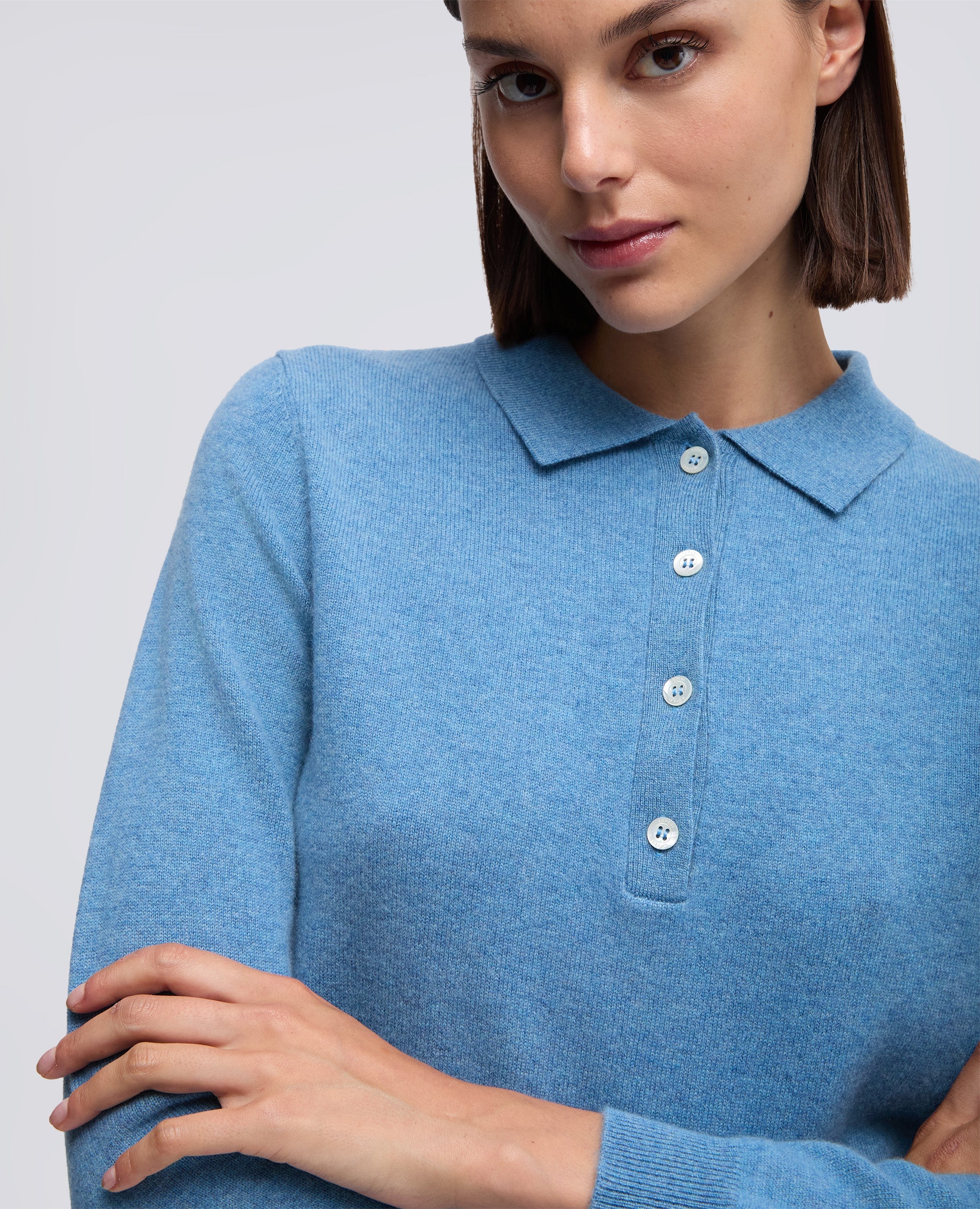 Aspesi Cashmere Poloskjorte Sky Blue
