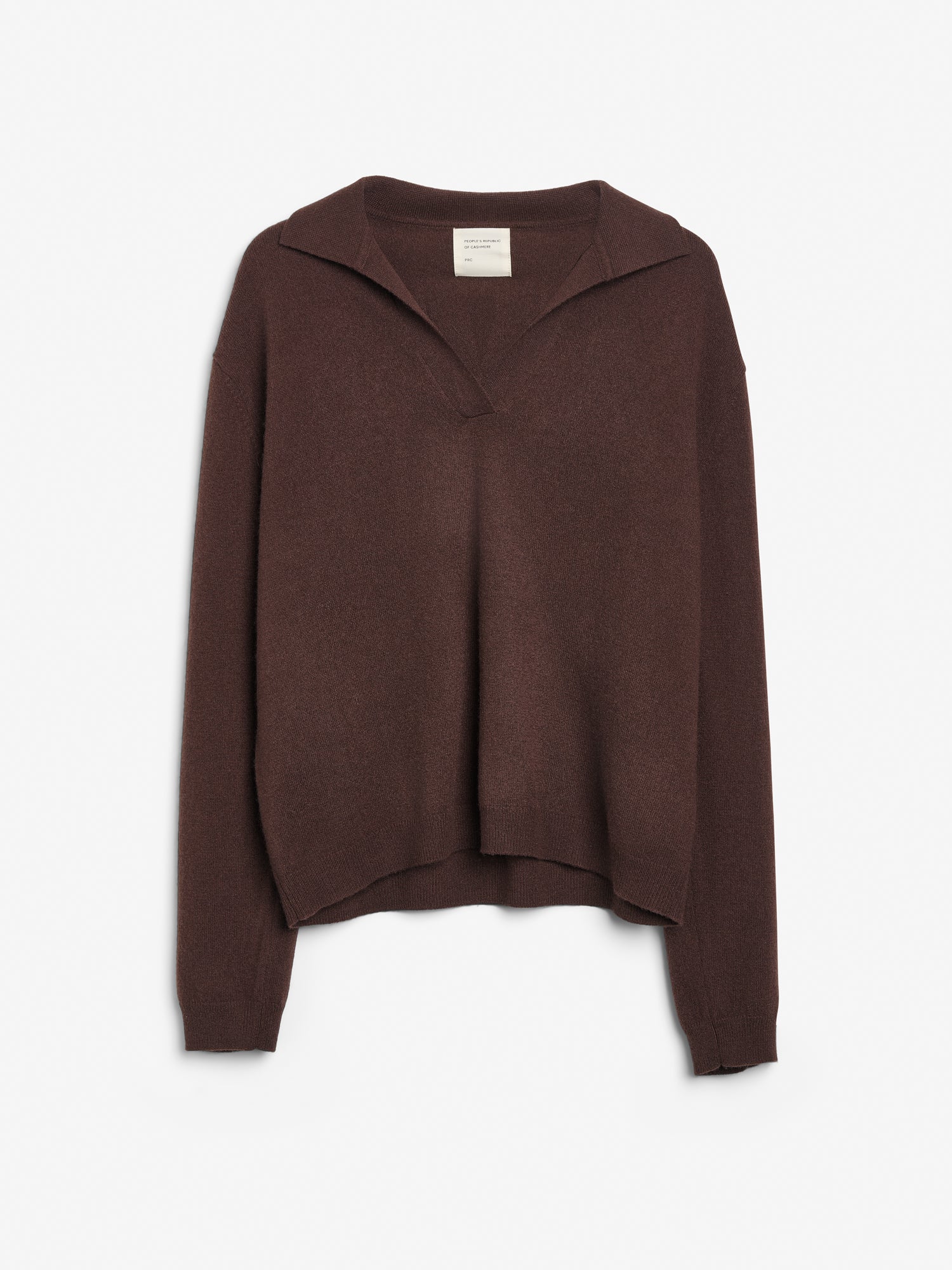 People's Republic of Cashmere Oversized Collar V-Neck Dark Brown