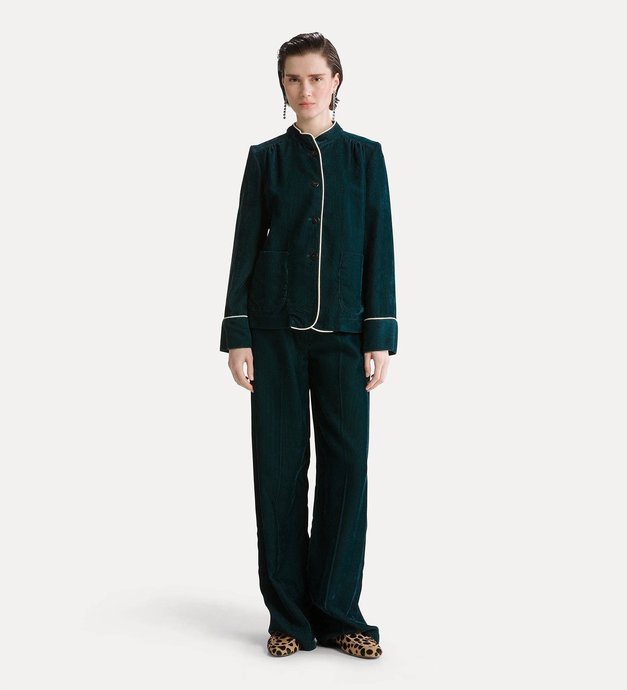 Forte Forte 15038 Fluid Ribbed velvet tang jacket jade