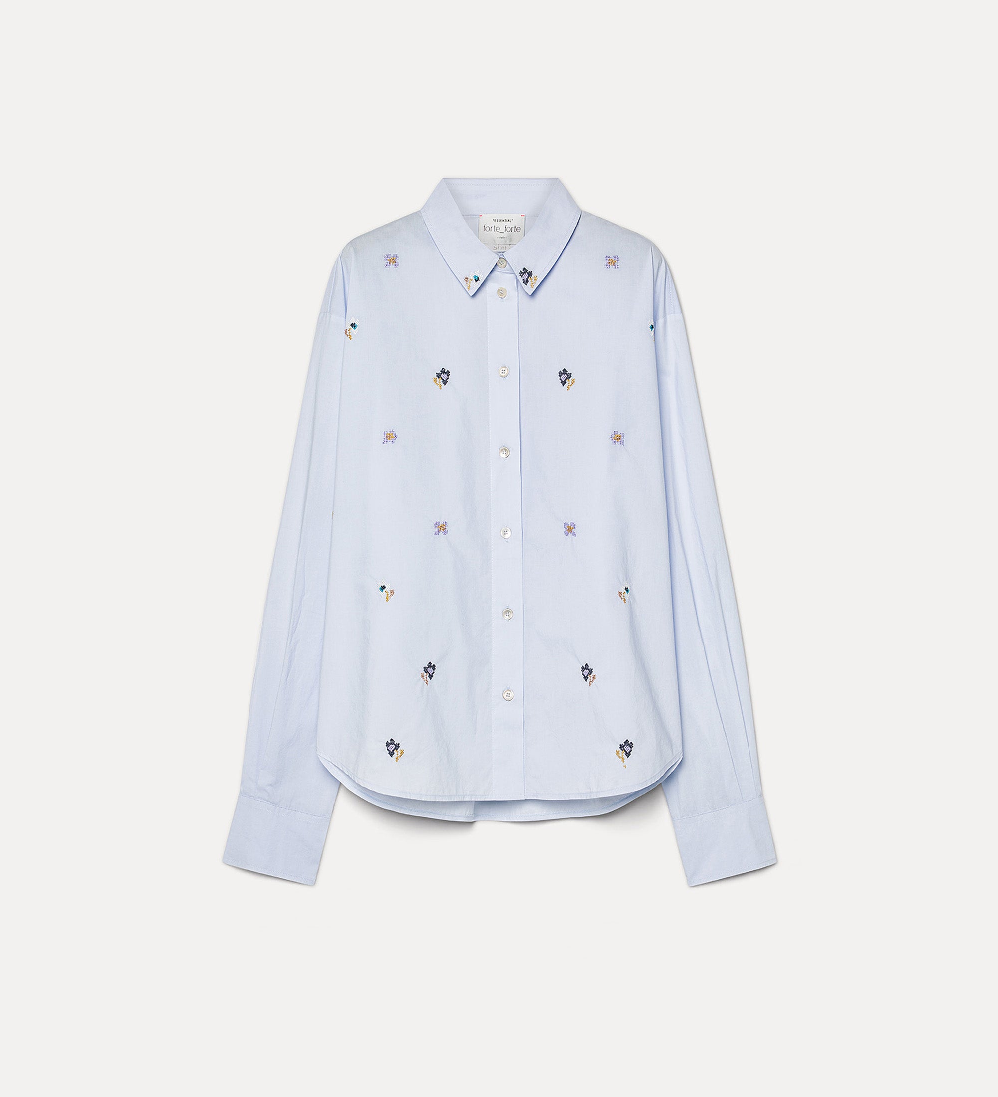 Forte Forte 14403 Cropped Cotton Poplin Shirt Ciel