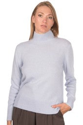 Gran Sasso Mock Turtle Neck Lyseblå Melange